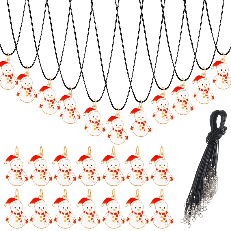 20pcs Alloy Enamel Pendant Necklace Set, Adjustable Chains